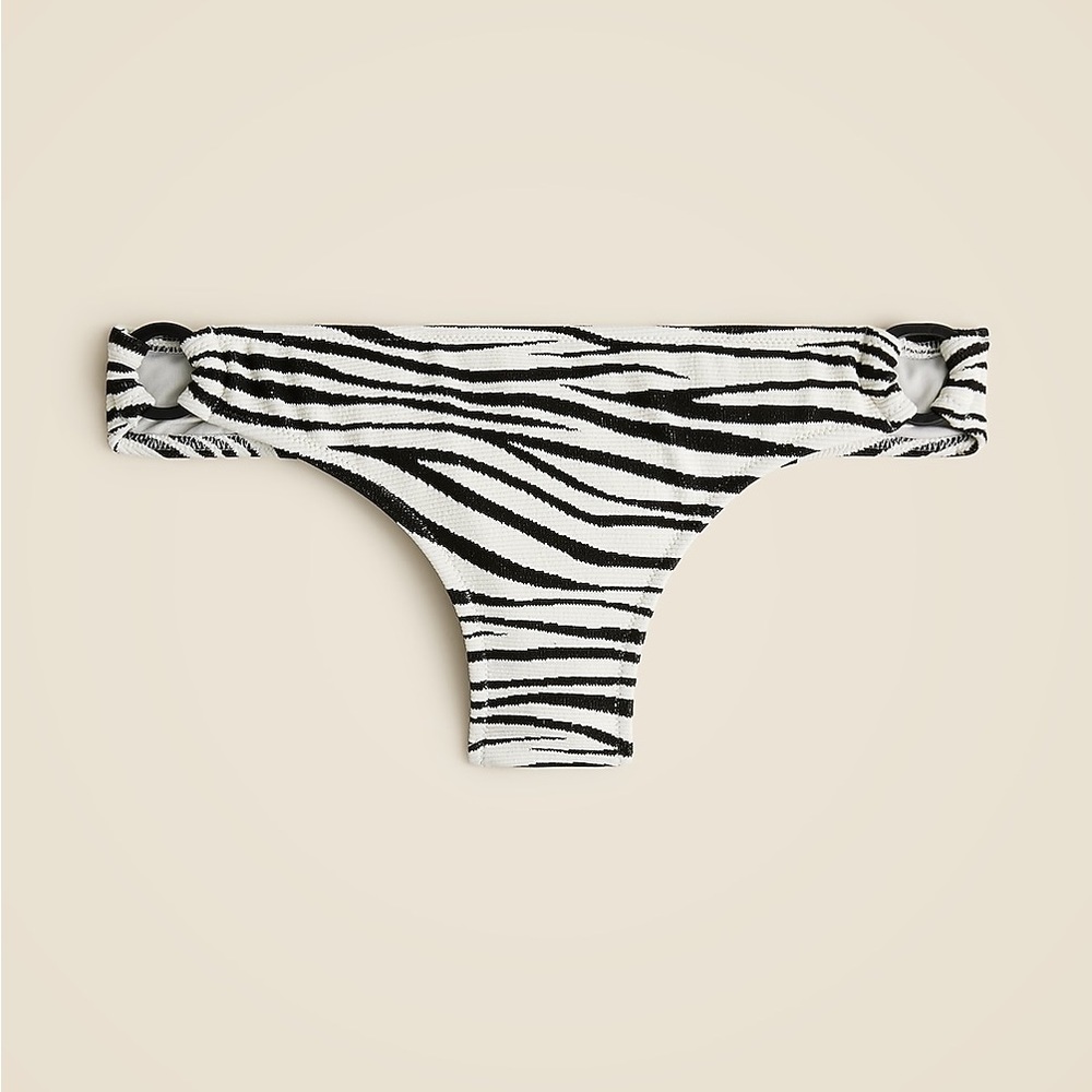 J. Crew Ronnie O-ring jacquard bikini bottom in zebra print
